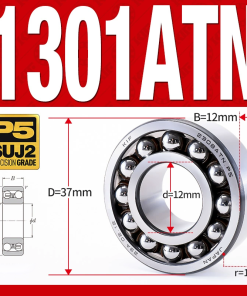 Vòng bi - bạc đạn tự lựa 1301ATN  (Chịu nhiệt - vòng cách bi Nylon - 12*37*12 mm)