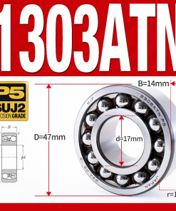 Vòng bi - bạc đạn tự lựa 1303ATN  (Chịu nhiệt - vòng cách bi Nylon - 17*47*14 mm)