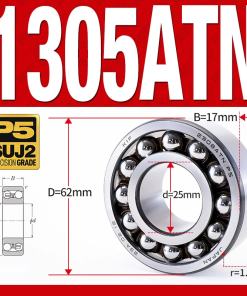 Vòng bi - bạc đạn tự lựa 1305ATN  (Chịu nhiệt - vòng cách bi Nylon - 25*62*17 mm)