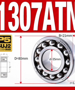 Vòng bi - bạc đạn tự lựa 1307ATN  (Chịu nhiệt - vòng cách bi Nylon - 35*80*21 mm)