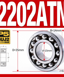 Vòng bi - bạc đạn tự lựa 2202ATN  (Chịu nhiệt - vòng cách bi Nylon - 15*35*14 mm)