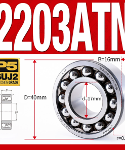 Vòng bi - bạc đạn tự lựa 2203ATN  (Chịu nhiệt - vòng cách bi Nylon - 17*40*16 mm)