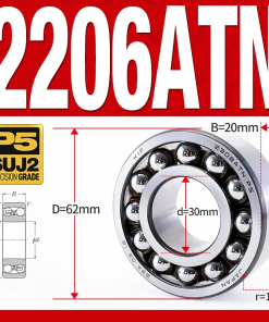 Vòng bi - bạc đạn tự lựa 2206ATN  (Chịu nhiệt - vòng cách bi Nylon - 30*62*20 mm)