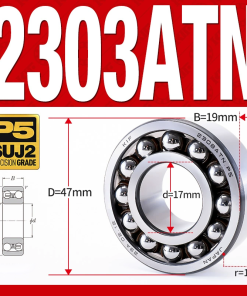 Vòng bi - bạc đạn tự lựa 2303ATN  (Chịu nhiệt - vòng cách bi Nylon - 17*47*19 mm)