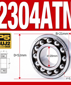 Vòng bi - bạc đạn tự lựa 2304ATN  (Chịu nhiệt - vòng cách bi Nylon - 20*52*21 mm)