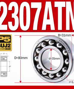 Vòng bi - bạc đạn tự lựa 2307ATN  (Chịu nhiệt - vòng cách bi Nylon - 35*80*31 mm)