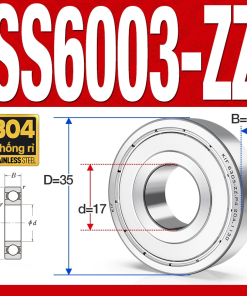 Vòng bi - bạc đạn SS6003-ZZ (Chống ăn mòn - Inox 304 - phớt kim loại - 17*35*10 mm)