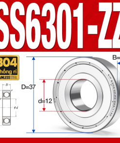 Vòng bi - bạc đạn SS6301-ZZ (Chống ăn mòn - Inox 304 - phớt kim loại - 12*37*12 mm)