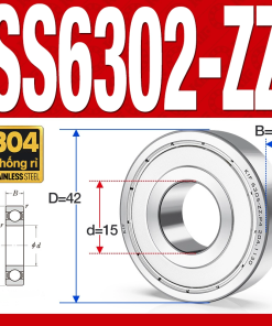 Vòng bi - bạc đạn SS6303-ZZ (Chống ăn mòn - Inox 304 - phớt kim loại - 17*47*14 mm)