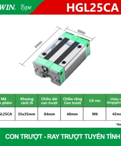 Con trượt vuông thấp HGL25CA (Bi trượt vuông-Hiwin type)