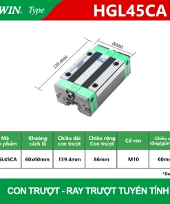 Con trượt vuông thấp HGL45CA (Bi trượt vuông-Hiwin type)