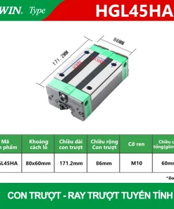 Con trượt vuông thấp HGL45HA (Bi trượt vuông-Hiwin type)